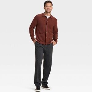 Men's Goodfellow Ribbed Button-Up Cardigan in Rustic Brown multiple sizes S-XXL
